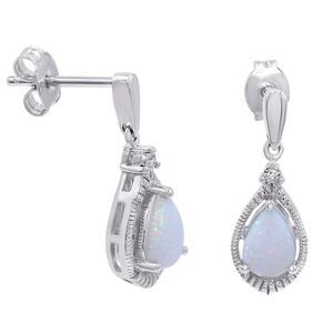 Lab Created Opal Earrings for Women in .925 Sterling Silver